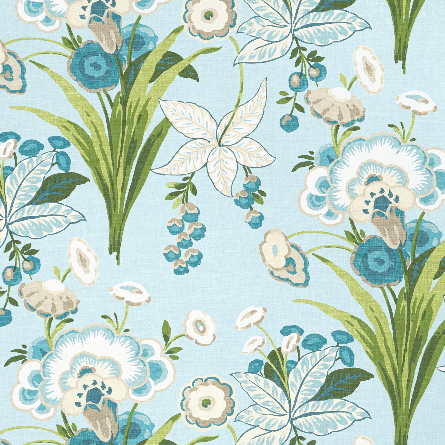 Purchase Thibaut Fabric Product# F920855 pattern name Pasadena color Spa Blue