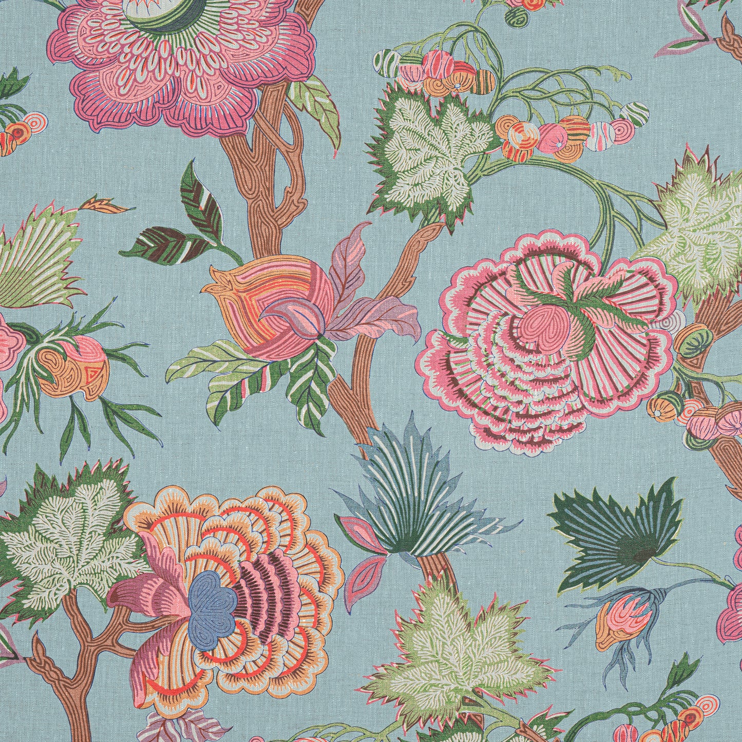 Purchase Thibaut Fabric SKU# F936415 pattern name Indienne Jacobean color Raspberry and Teal