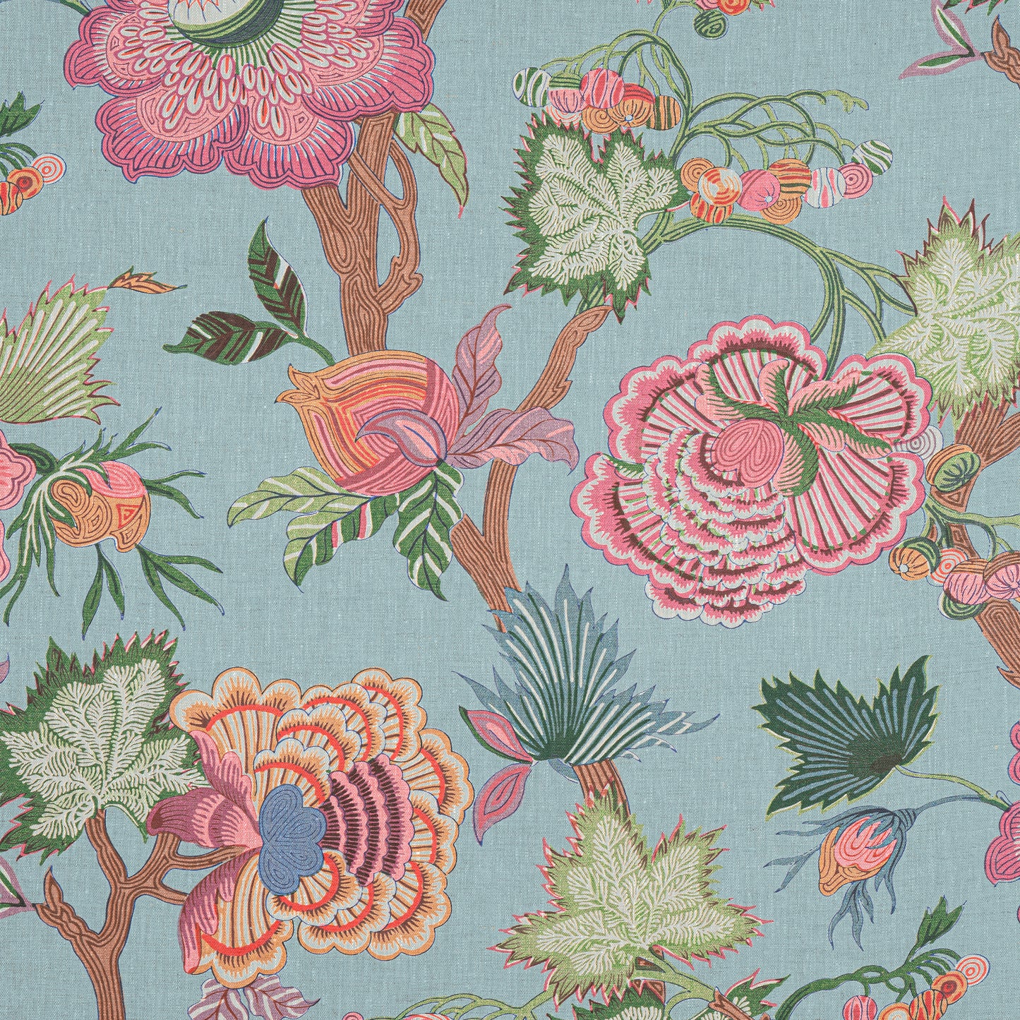 Purchase Thibaut Fabric SKU# F936415 pattern name Indienne Jacobean color Raspberry and Teal