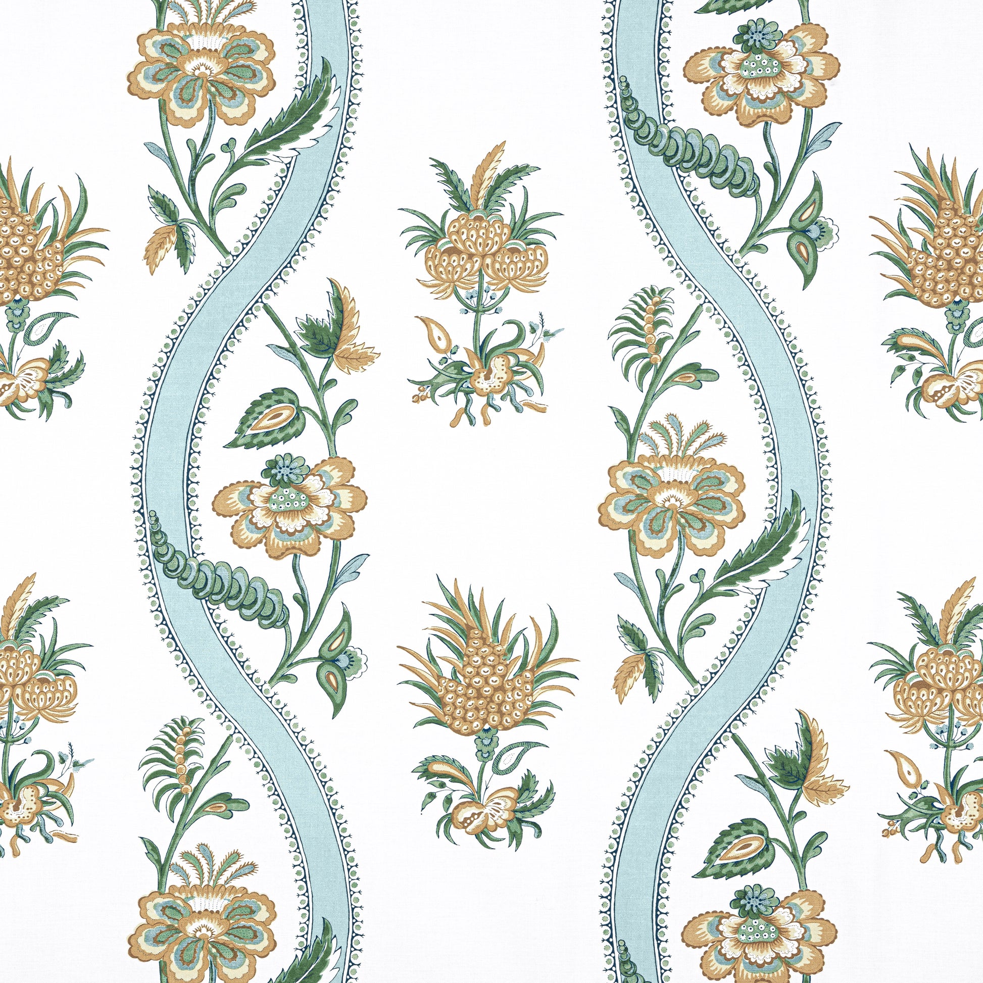 Purchase Thibaut Fabric Product F936422 pattern name Ribbon Floral color Seaglass and Gold