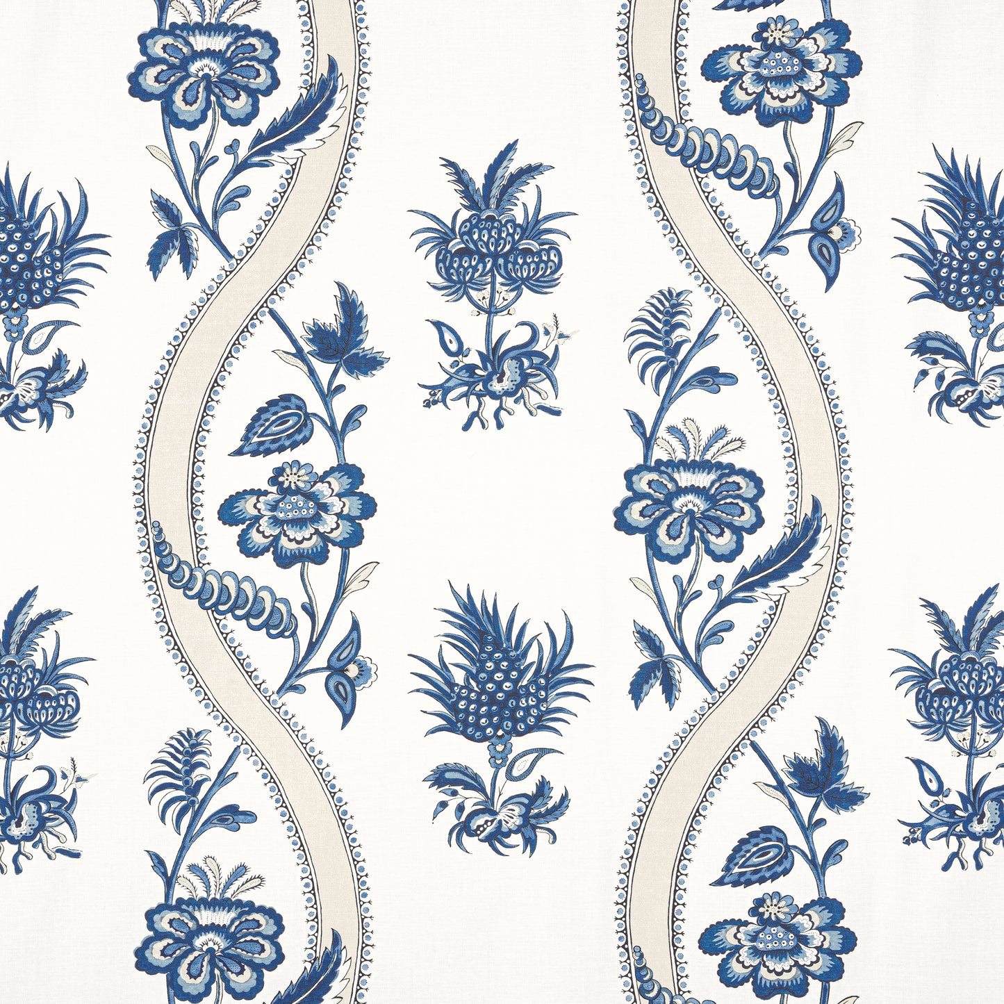 Purchase Thibaut Fabric Item F936423 pattern name Ribbon Floral color Blue and White