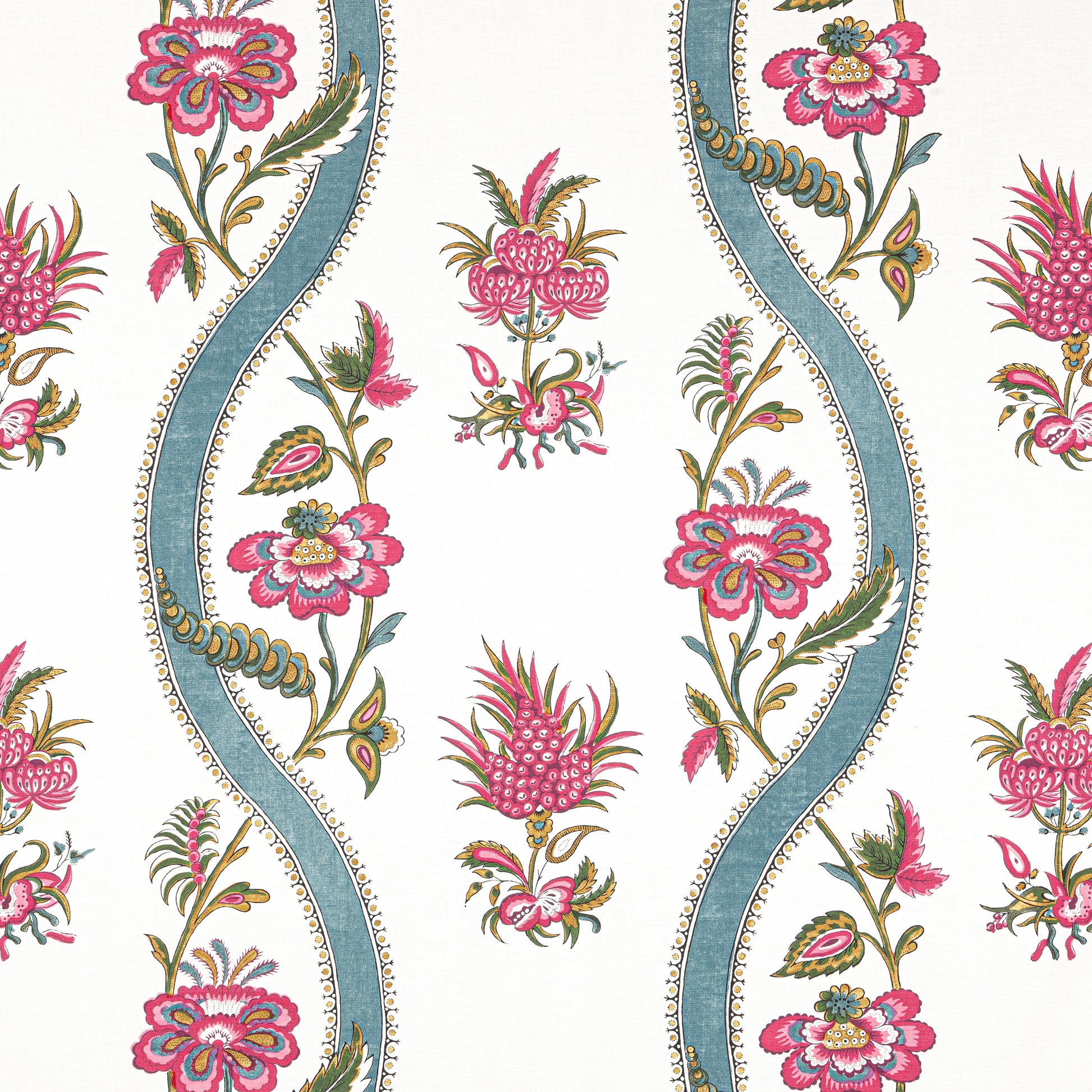 Purchase Thibaut Fabric SKU F936426 pattern name Ribbon Floral color Raspberry and Teal