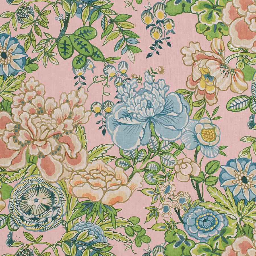 Purchase Thibaut Fabric SKU# F942016 pattern name Peony Garden color Blush