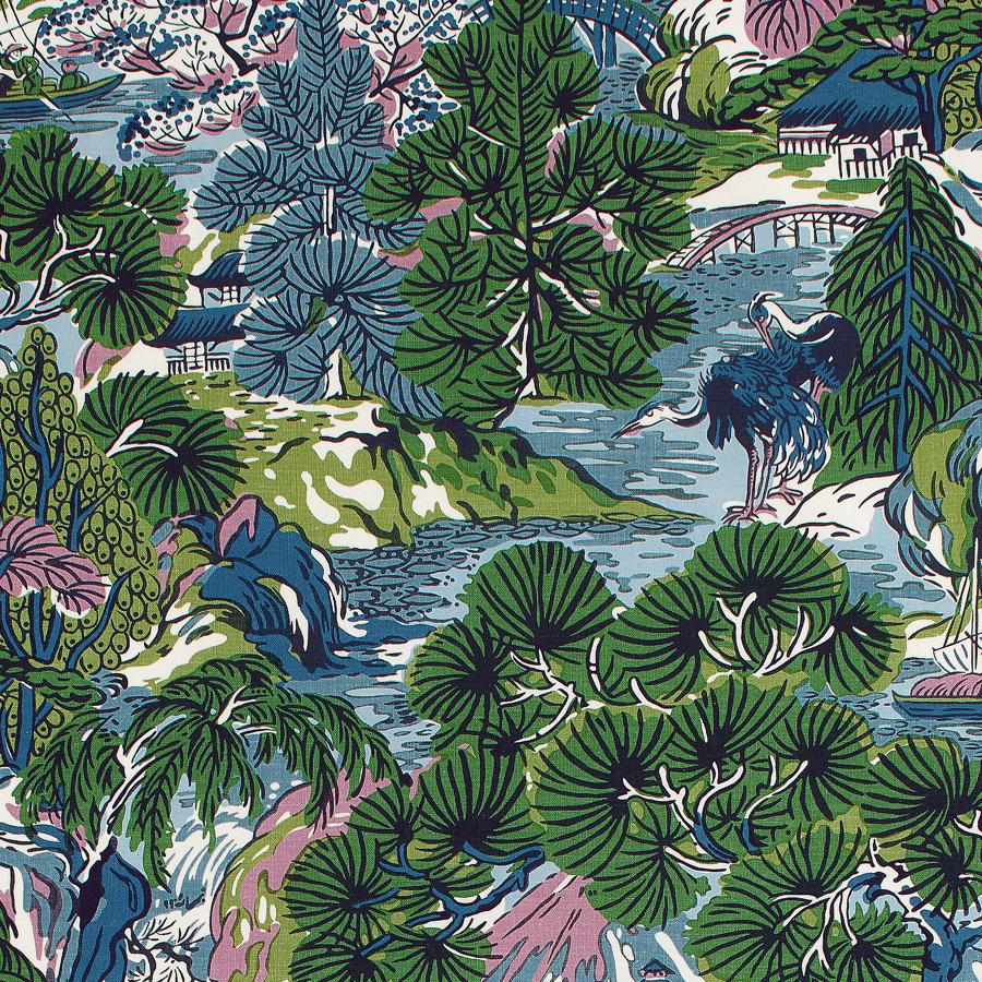 Purchase Thibaut Fabric Pattern F942024 pattern name Pagoda Trees color Lavender and Blue