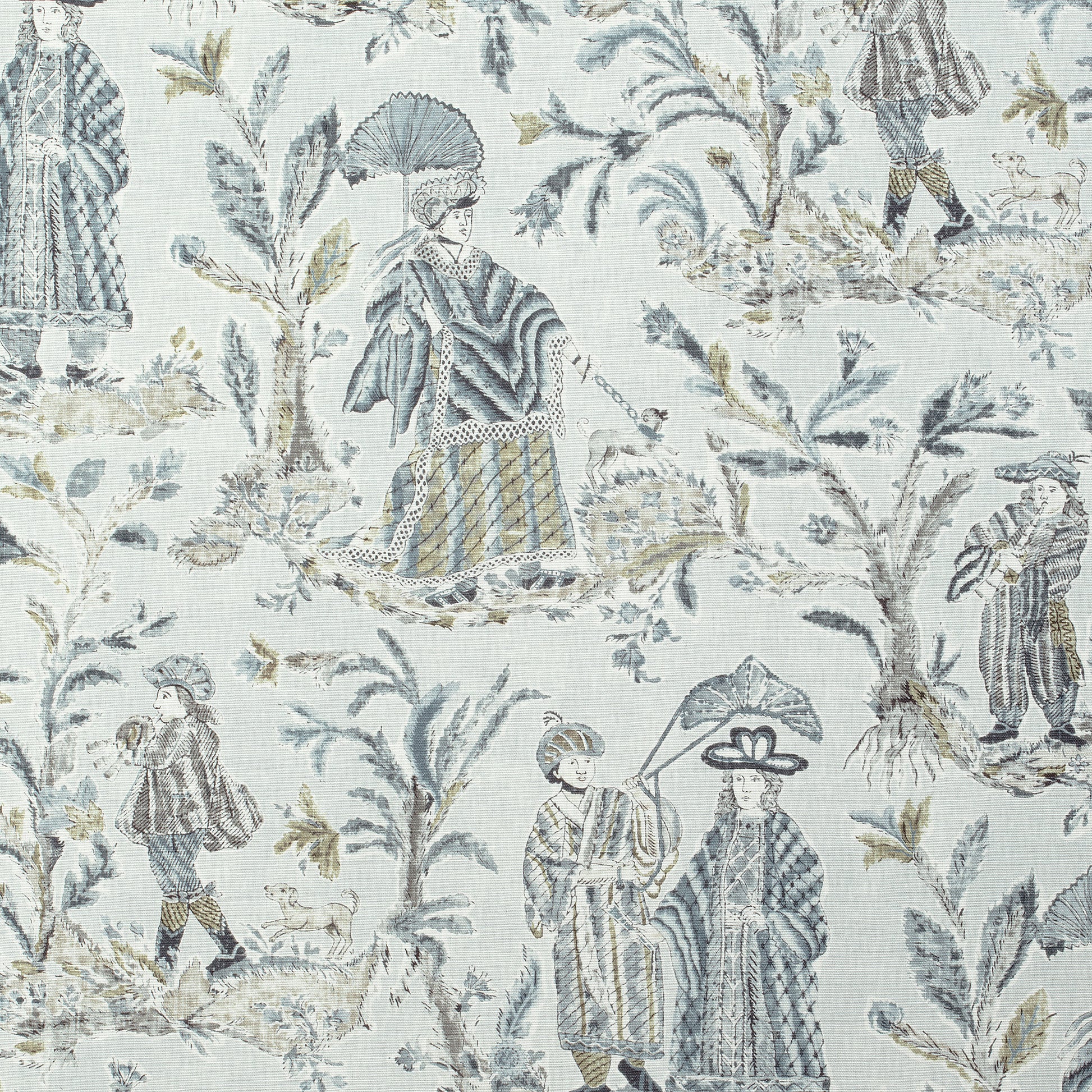 Buy samples of F972576 Royale Toile Printed Chestnut Hill Thibaut Fabrics