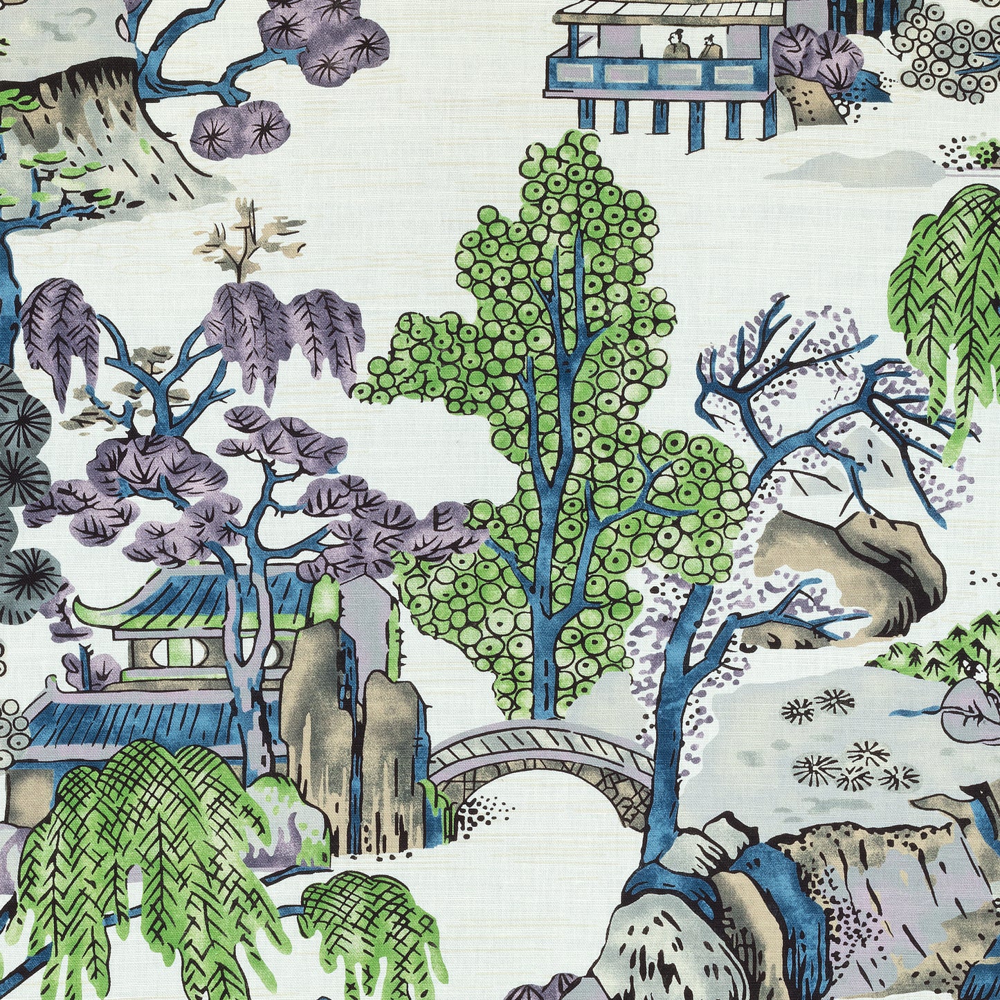 Buy samples of F975459 Asian Scenic Printed Dynasty Thibaut Fabrics