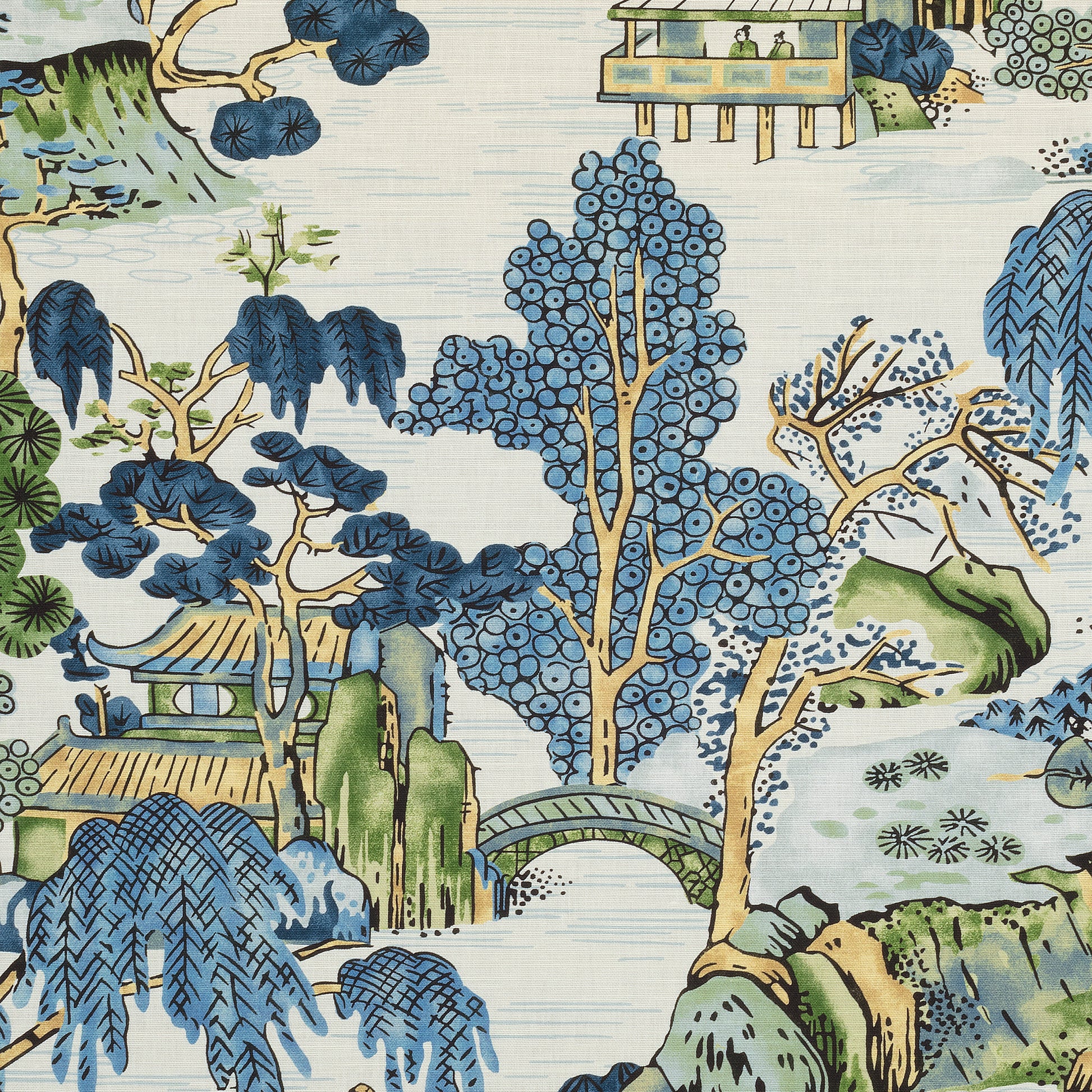 Buy samples of F975462 Asian Scenic Printed Dynasty Thibaut Fabrics