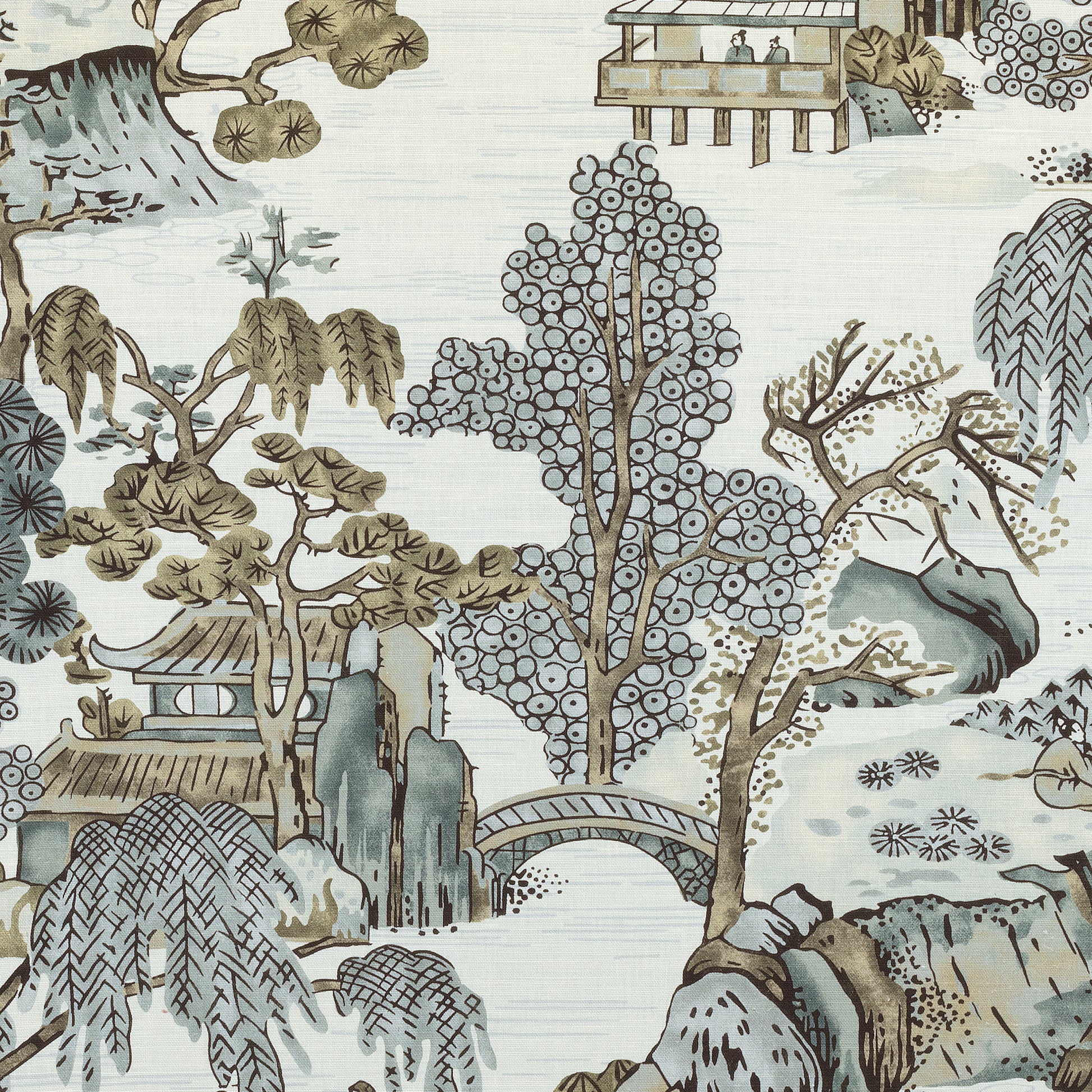 Buy samples of F975463 Asian Scenic Printed Dynasty Thibaut Fabrics