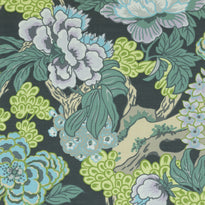 Thibaut Lincoln Toile Fabric - Navy and Teal