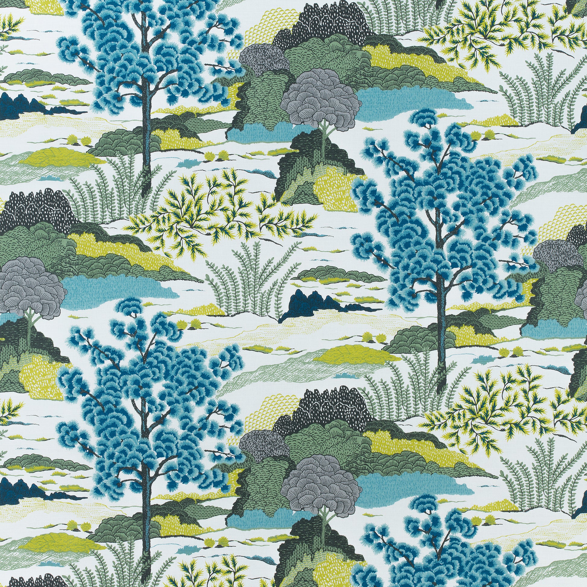 Buy samples of F985040 Daintree Printed Greenwood Thibaut Fabrics