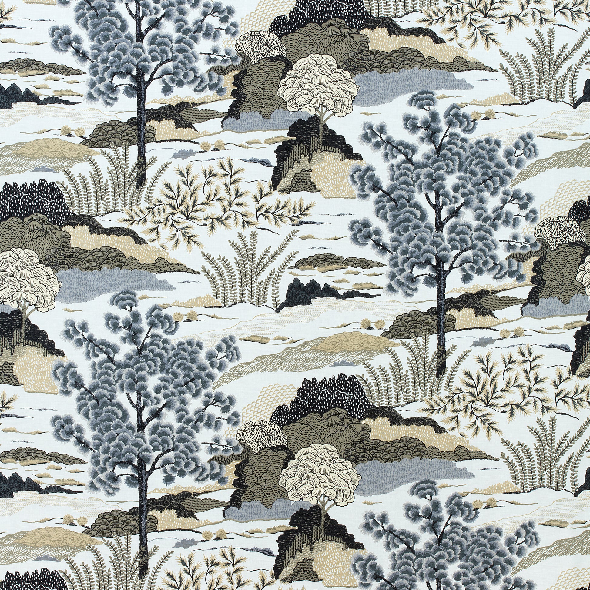 Buy samples of F985041 Daintree Printed Greenwood Thibaut Fabrics