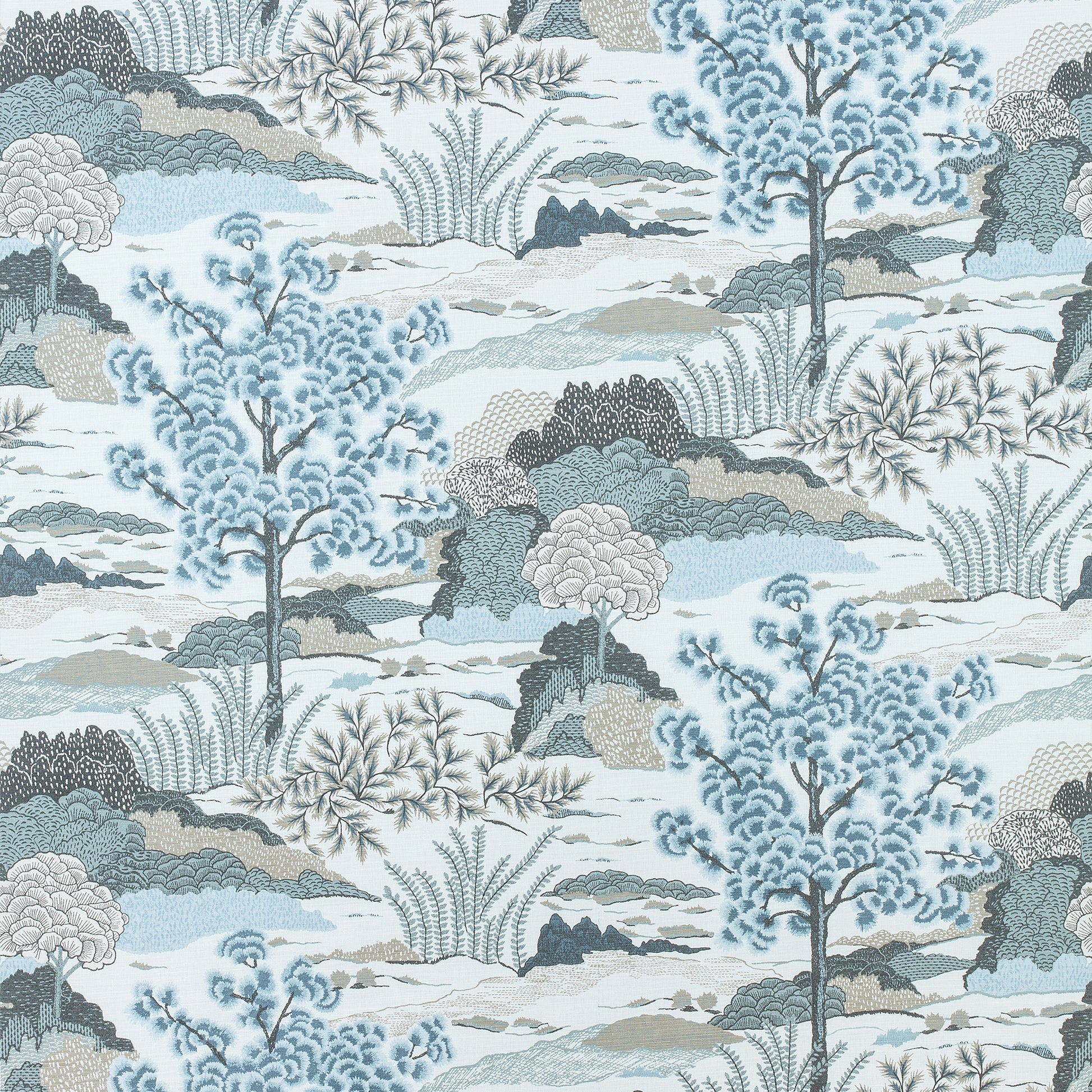 Buy samples of F985043 Daintree Printed Greenwood Thibaut Fabrics