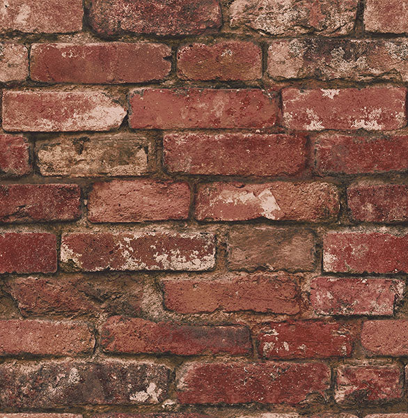 Purchase FD31285 Brewster Wallpaper, Davis Red Rustic Brick - Medley