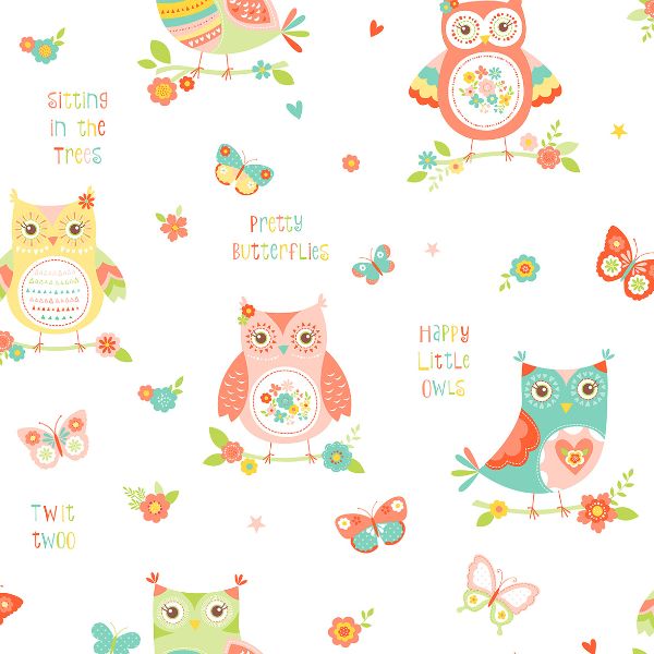 Purchase FD41923 Brewster Wallpaper, Flynn White Owls - Medley