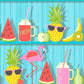 Purchase FD42210 Brewster Wallpaper, Kids Teal Tropical Shelves - Medley