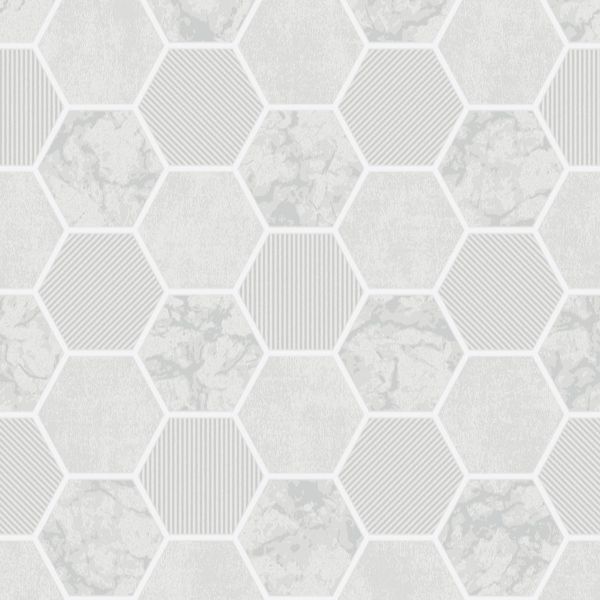 Purchase FD42411 Brewster Wallpaper, Ceramica Grey Hexagon Tile - Medley