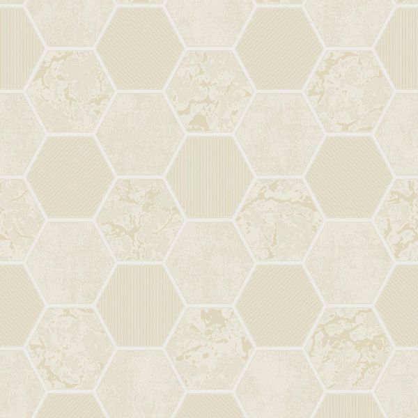 Purchase FD42413 Brewster Wallpaper, Ceramica Cream Hexagon Tile - Medley