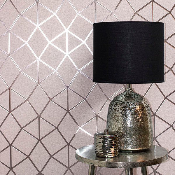 Purchase FD42561 Brewster Wallpaper, Stella Blush Geo Trellis - Medley12