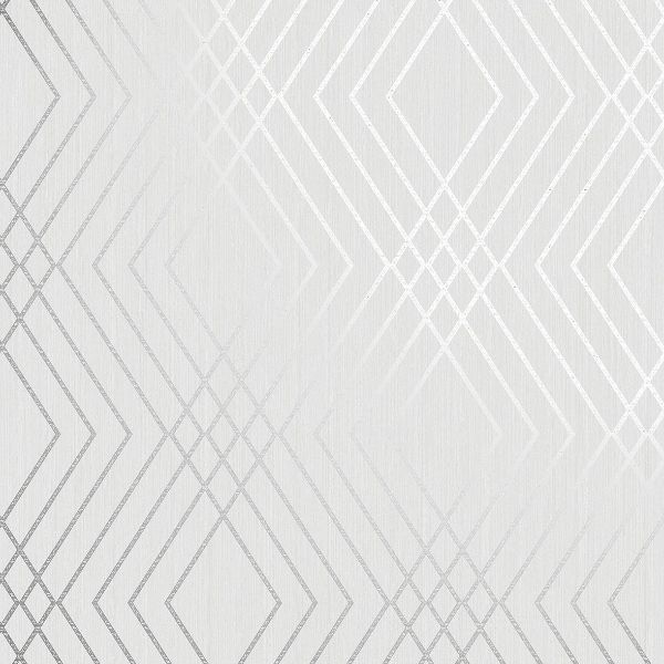 Purchase FD42603 Brewster Wallpaper, Shard Silver Trellis - Medley