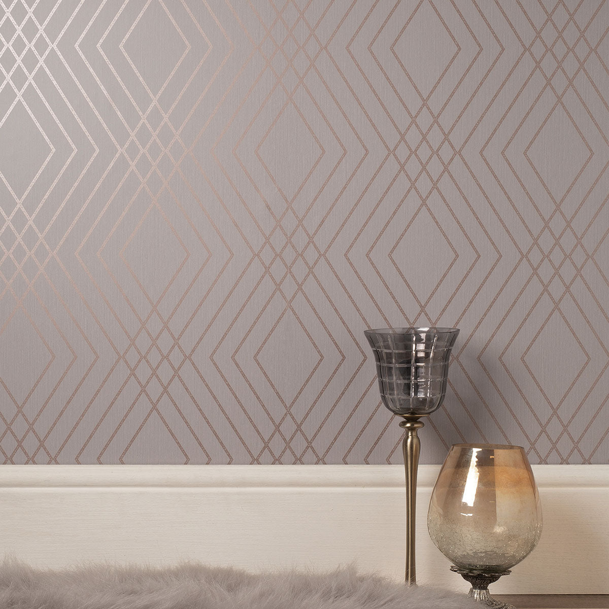 Purchase FD42604 Brewster Wallpaper, Shard Grey Trellis - Medley1