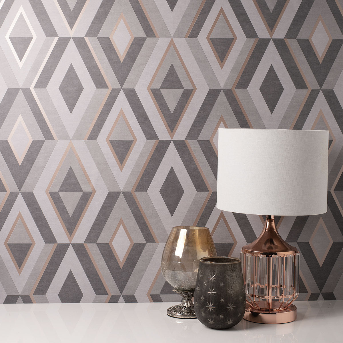 Purchase FD42607 Brewster Wallpaper, Shard Charcoal Geometric - Medley1