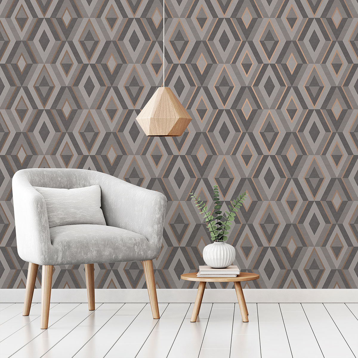 Purchase FD42607 Brewster Wallpaper, Shard Charcoal Geometric - Medley12