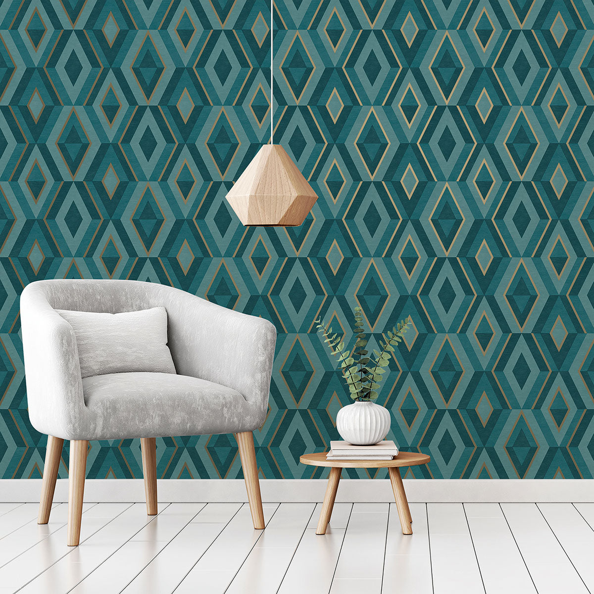 Purchase FD42609 Brewster Wallpaper, Shard Turquoise Geometric - Medley12