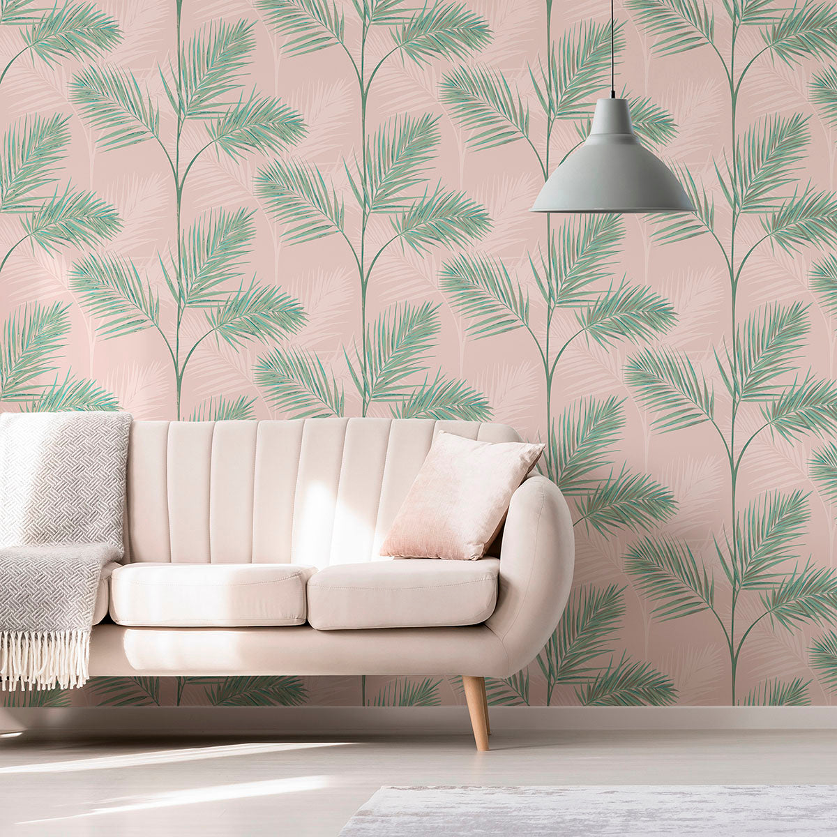 Purchase FD42680 Brewster Wallpaper, South Beach Blush Fronds - Medley1