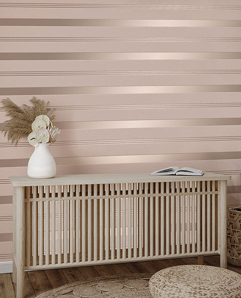 Purchase FD42799 Brewster Wallpaper, Collin Pink Bexley Stripe - Medley1