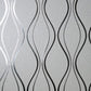 Purchase FD42800 Brewster Wallpaper, Odie Silver Contour Wave - Medley