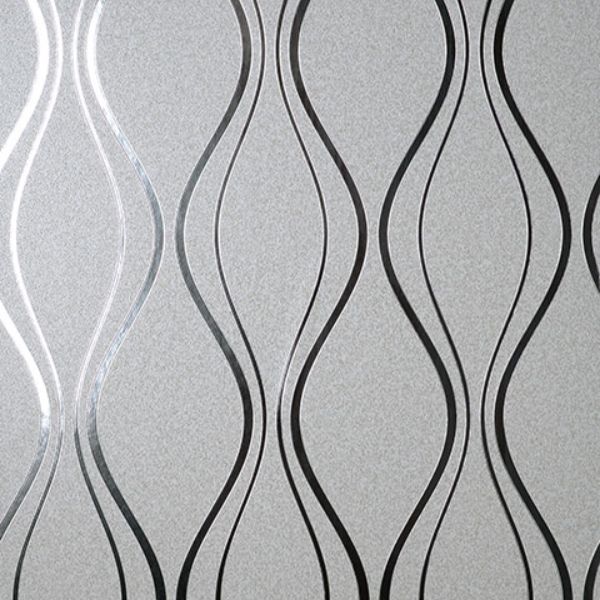 Purchase FD42800 Brewster Wallpaper, Odie Silver Contour Wave - Medley