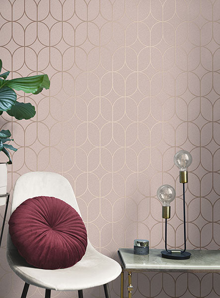 Purchase FD42805 Brewster Wallpaper, Raye Pink Rosco Trellis - Medley12