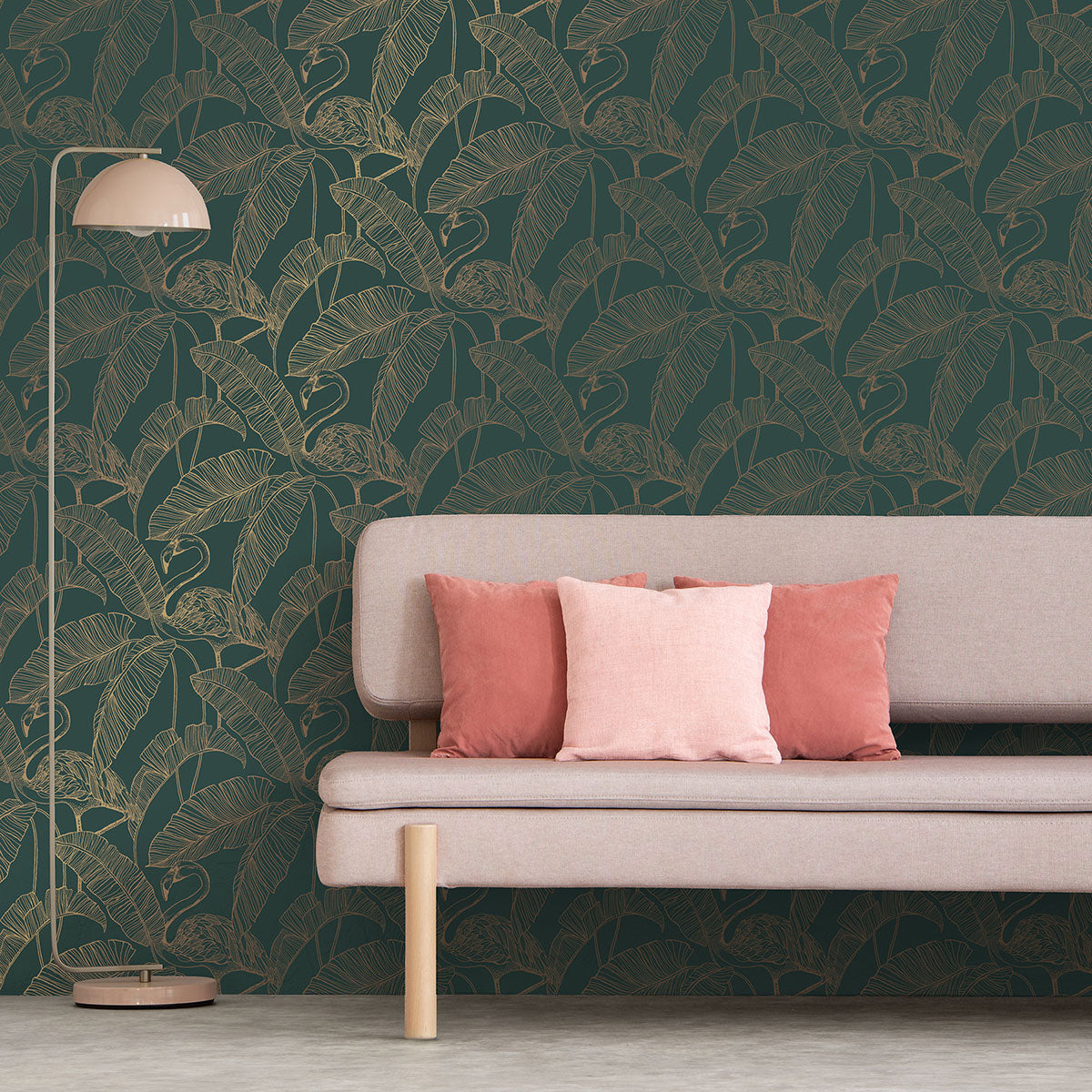 Purchase FD42946 Brewster Wallpaper, Mulholland Dark Green Flamingo - Medley1