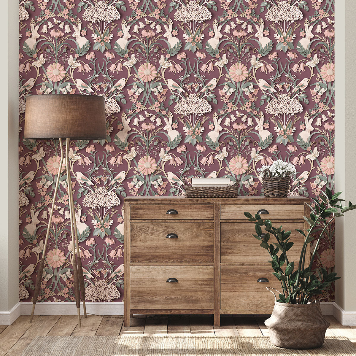Purchase FD42949 Brewster Wallpaper, Fae Plum Woodland - Medley1