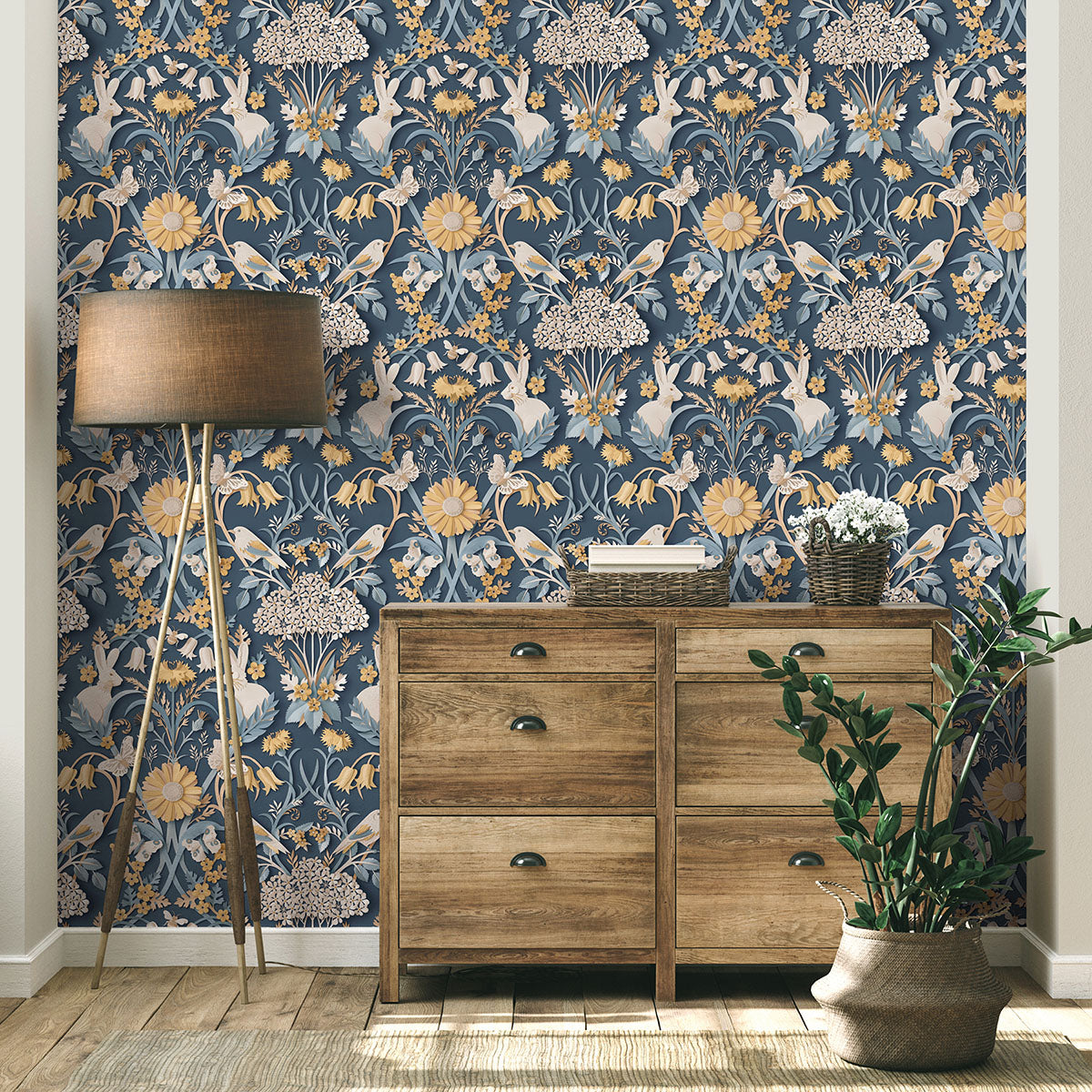 Purchase FD42950 Brewster Wallpaper, Fae Navy Woodland - Medley1