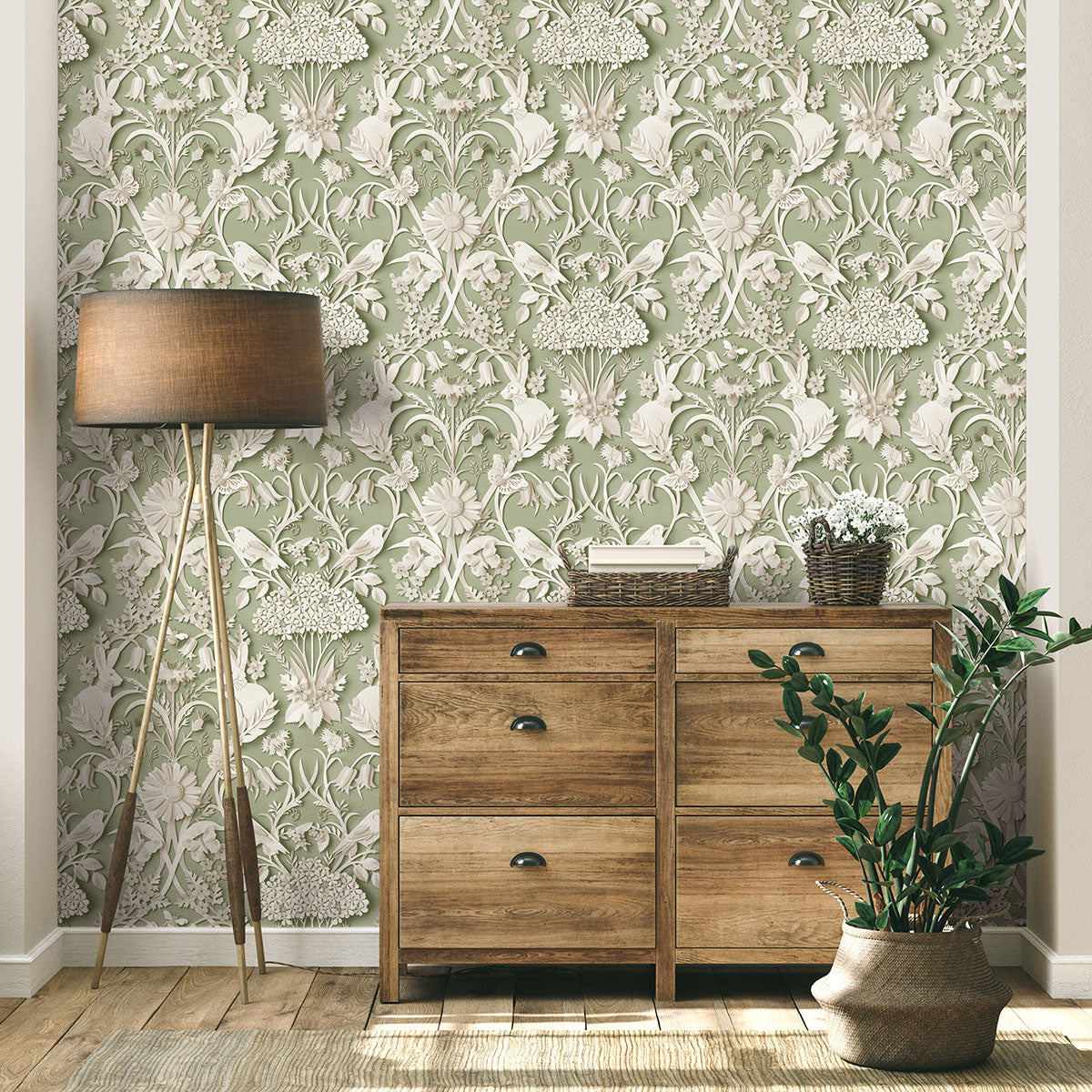 Purchase FD42951 Brewster Wallpaper, Fae Sage Woodland - Medley1