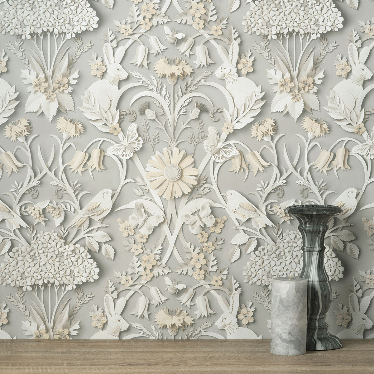Purchase FD42952 Brewster Wallpaper, Fae Light Grey Woodland - Medley12