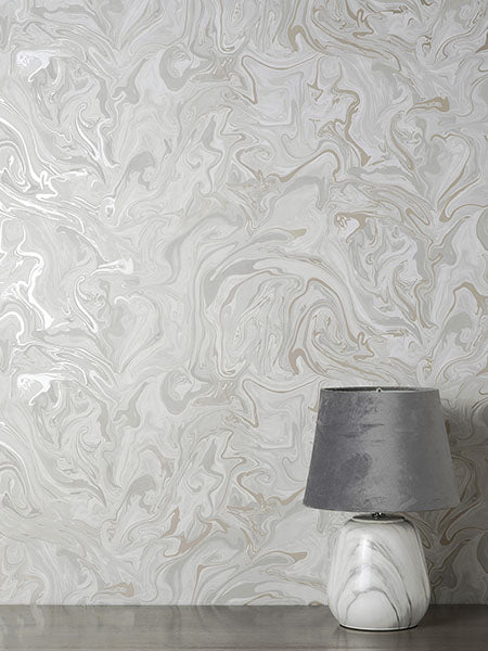 Purchase FD43056 Brewster Wallpaper, Suave Light Grey Marble - Medley1