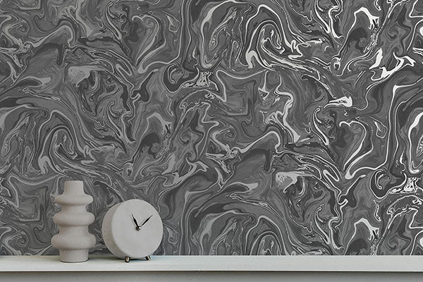 Purchase FD43057 Brewster Wallpaper, Suave Charcoal Marble - Medley12