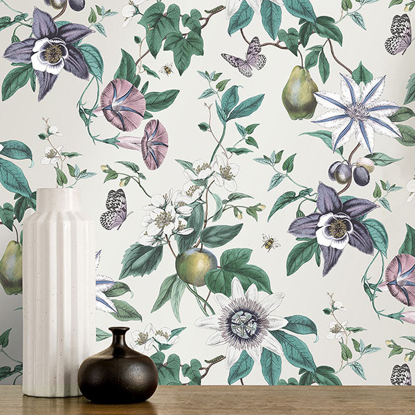 Purchase FD43059 Brewster Wallpaper, Sierra Silver Floral - Medley12