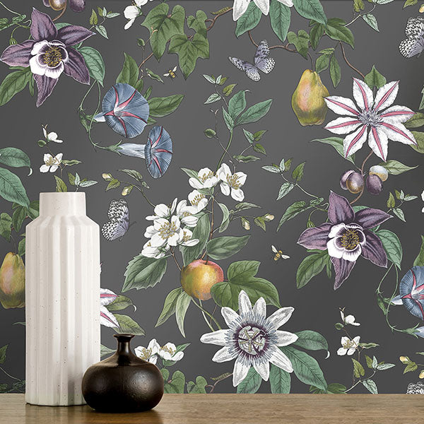Purchase FD43060 Brewster Wallpaper, Sierra Black Floral - Medley12