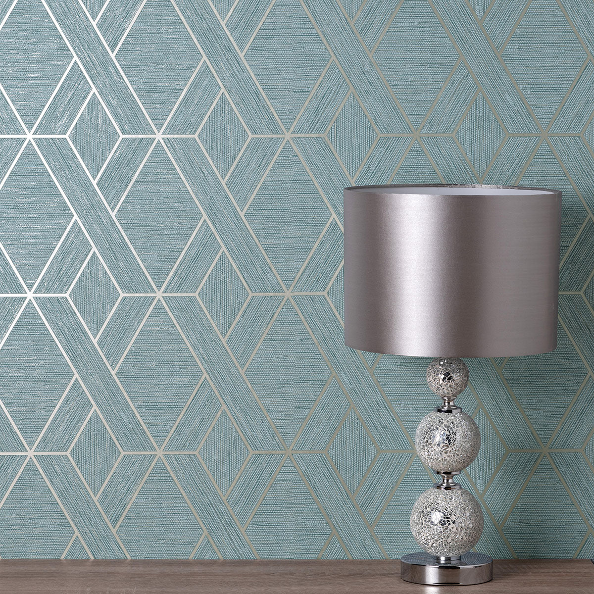 Purchase FD43154 Brewster Wallpaper, Malcolm Teal Geo - Medley1