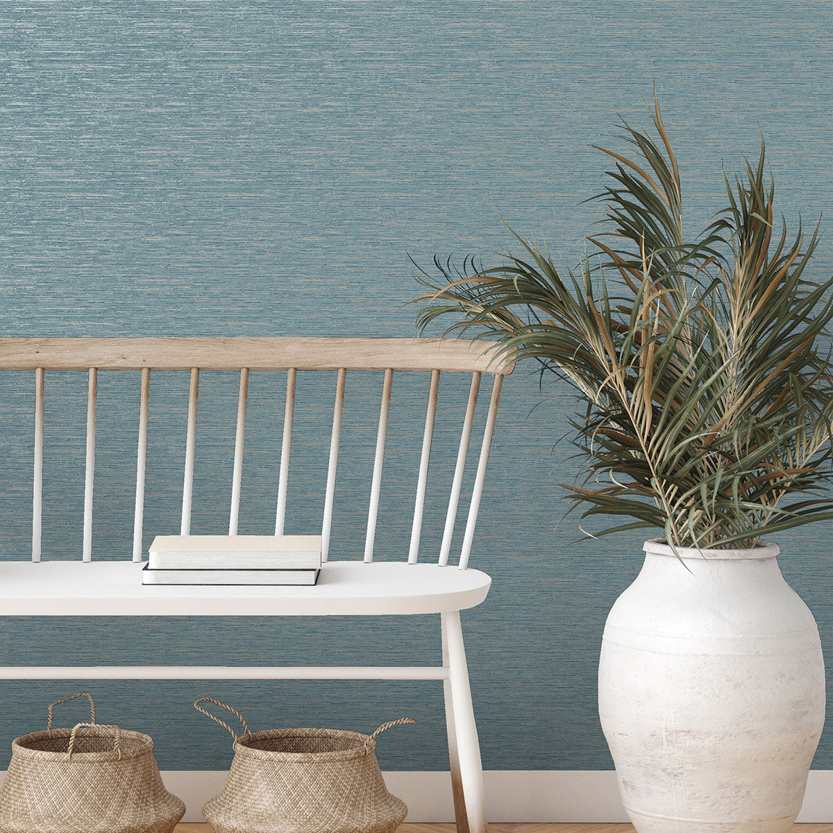 Purchase FD43157 Brewster Wallpaper, Mephi Teal Grasscloth - Medley12