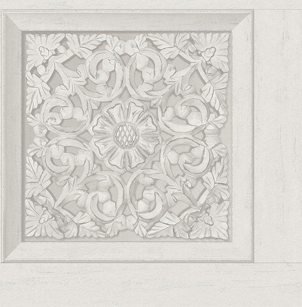 Purchase FD43275 Brewster Wallpaper, Albie Dove Carved Panel - Medley