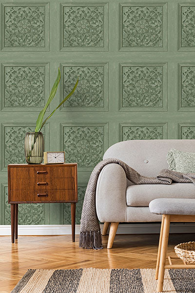 Purchase FD43276 Brewster Wallpaper, Albie Moss Carved Panel - Medley12
