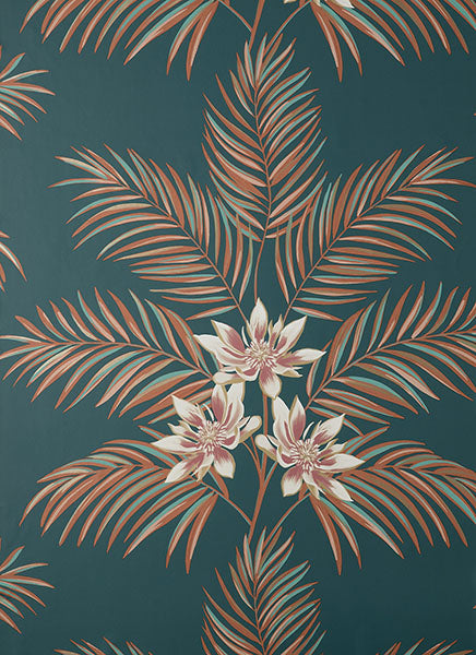 Purchase FD43280 Brewster Wallpaper, Bali Teal Palm - Medley