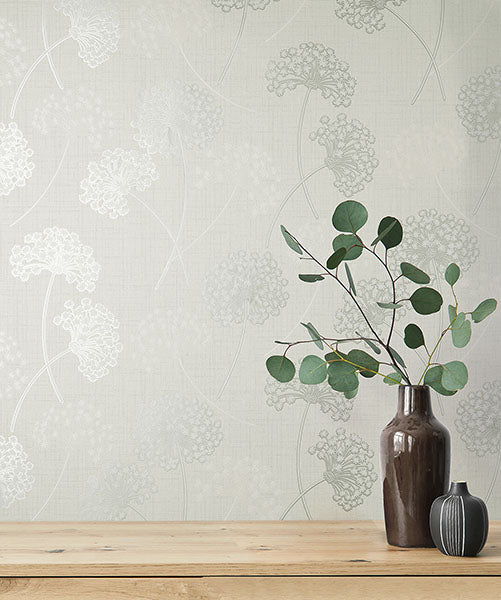 Purchase FD43283 Brewster Wallpaper, Grace Dove Floral - Medley1