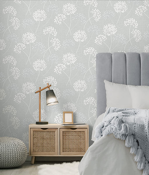 Purchase FD43284 Brewster Wallpaper, Grace Grey Floral - Medley12