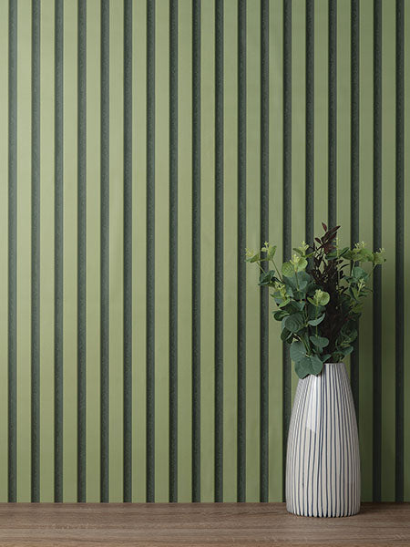 Purchase FD43289 Brewster Wallpaper, Reggie Olive Vertical Slats - Medley1