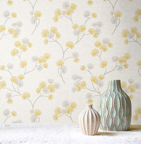 Purchase FD43309 Brewster Wallpaper, Kira Mustard Trail - Medley1